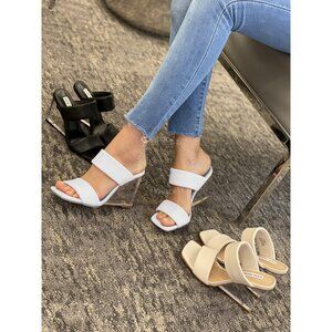 Steve Madden Isa Clear Transluscent Wedge Heel Sandal Shoes Strappy Sandals Heel